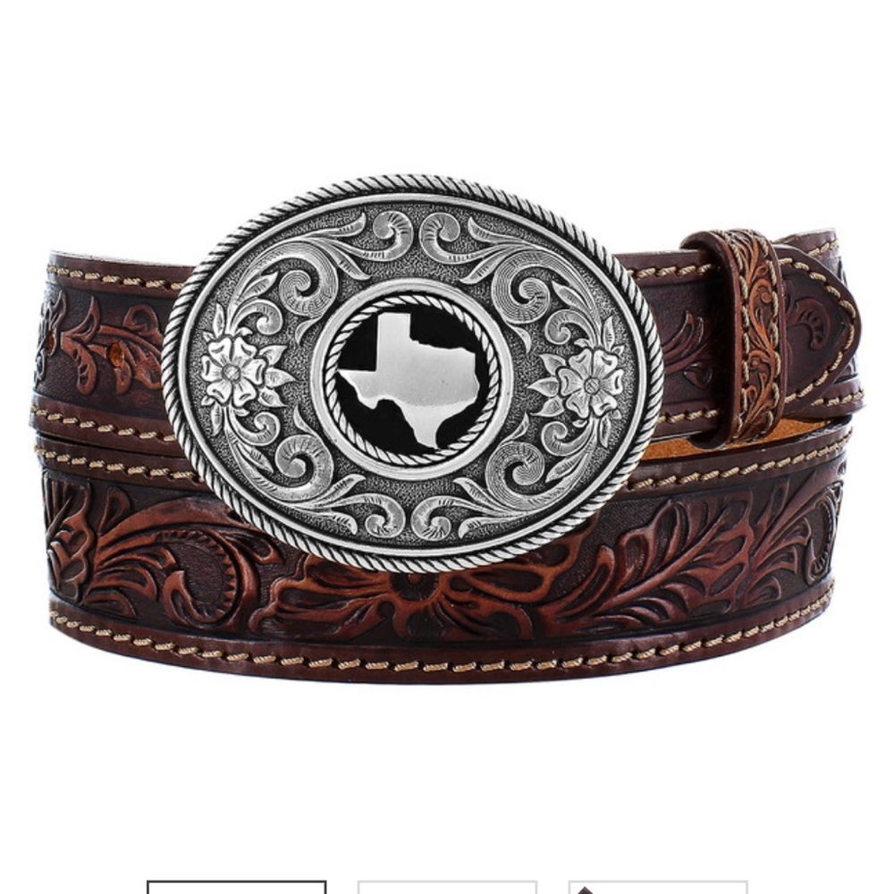 Justin Triple T Ranch Tooled Texas - Accessories Belt Men - C14015